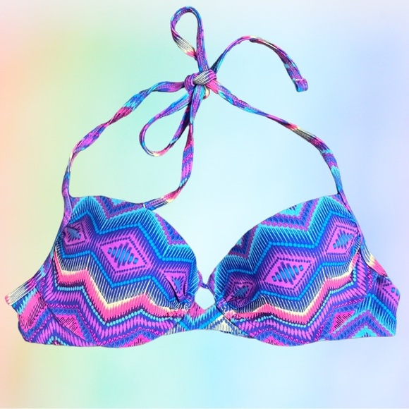 Xhilaration | Neon Geometric Push-up Bikini Top Size Small - Picture 1 of 4